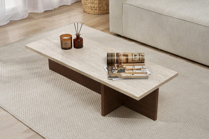 Zephral Soffbord 120x30x45 cm - Travertin, Milano Walnut - Möbler - Bord & matgrupp - Soffbord