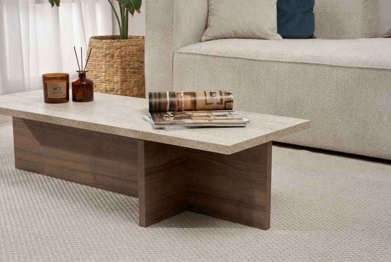 Zephral Soffbord 120x30x45 cm - Travertin, Milano Walnut - Möbler - Bord & matgrupp - Soffbord