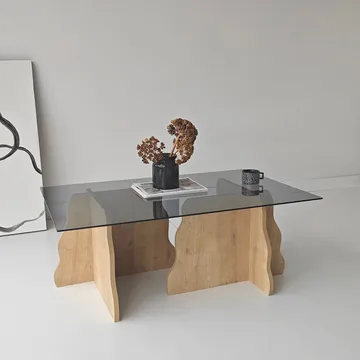 Zevric Soffbord 65x105 cm Rektangulär Glas - Safir Ek Och Rökt - Möbler - Bord & matgrupp - Soffbord