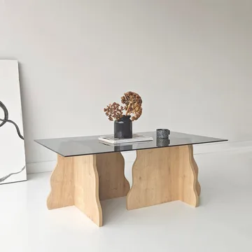 Zevric Soffbord 65x105 cm Rektangulär Glas - Safir Ek Och Rökt - Möbler - Bord & matgrupp - Soffbord