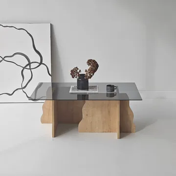 Zevric Soffbord 65x105 cm Rektangulär Glas - Safir Ek Och Rökt - Möbler - Bord & matgrupp - Soffbord