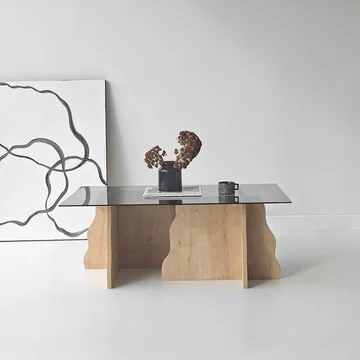 Zevric Soffbord 65x105 cm Rektangulär Glas - Safir Ek Och Rökt - Möbler - Bord & matgrupp - Soffbord