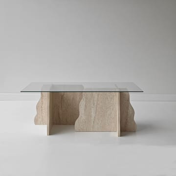 Zevric Soffbord 65x105 cm Rektangulär Glas - Travertin Och Transparent - Möbler - Bord & matgrupp - Soffbord