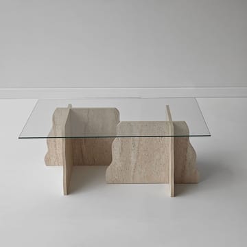 Zevric Soffbord 65x105 cm Rektangulär Glas - Travertin Och Transparent - Möbler - Bord & matgrupp - Soffbord