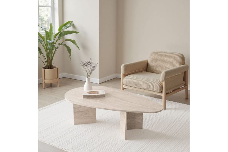 Zeyra Soffbord 139,5 cm - Travertine - Möbler - Bord & matgrupp - Soffbord