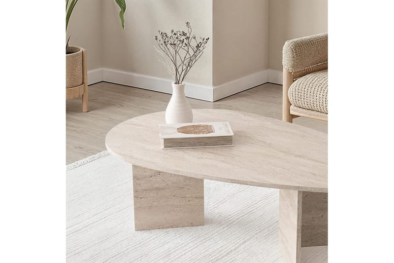 Zeyra Soffbord 139,5 cm - Travertine - Möbler - Bord & matgrupp - Soffbord