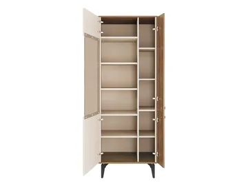 Zeyrin Möbelset vardagsrum - Skänk + Vitrinskåp + Matbord 120 cm - Brun|beige - Förvaring - Förvaringsmöbler - Möbelset för vardagsrum