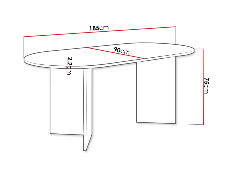 Zyleron Matbord oval 185 cm - Svart - Möbler - Bord & matgrupp - Matbord & köksbord