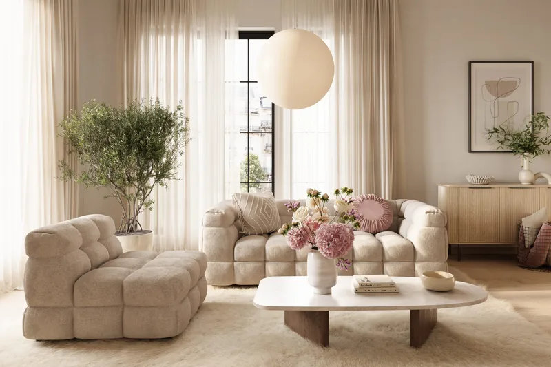 Elise Bubblig Fåtölj - Beige - Möbler - Soffa