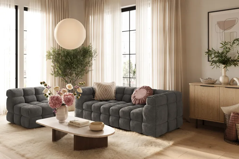 Elise Bubblig Fåtölj - Mörkgrå - Möbler - Soffa