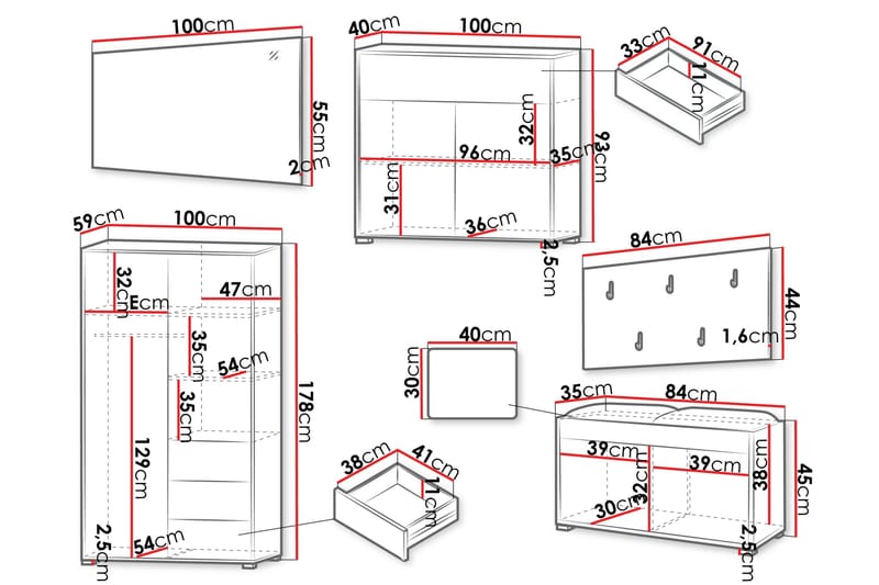 Agawal Hallmöbelset - Möbler - Hallmöbler - Möbelset för hall & entre