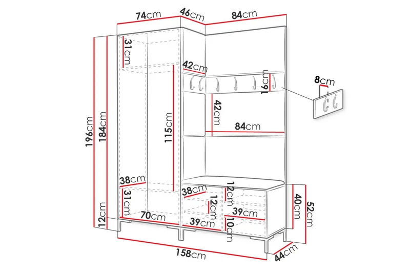 Ahsamin Hallmöbelset - Möbler - Hallmöbler - Möbelset för hall & entre