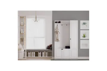 Alvric Hatthylla 120 cm - Matt Vit - Möbler - Hallmöbler - Möbelset för hall & entre