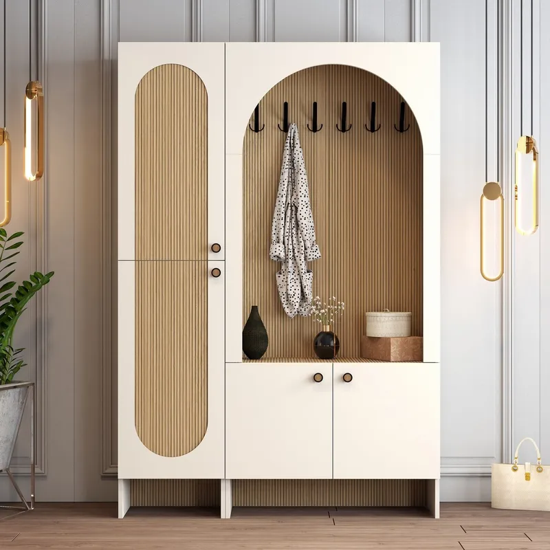 Ayleid Hallmöbel 200 cm - Kräm / Ek - Möbler - Hallmöbler - Möbelset för hall & entre