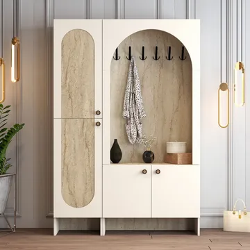 Ayleid Hallmöbel 200 cm - Kräm / Travertin - Möbler - Hallmöbler - Möbelset för hall & entre