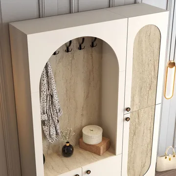 Ayleid Hallmöbel 200 cm - Kräm / Travertin - Möbler - Hallmöbler - Möbelset för hall & entre