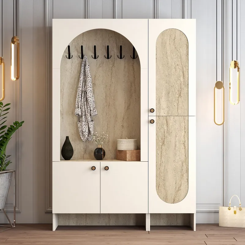 Ayleid Hallmöbel 200 cm - Kräm / Travertin - Möbler - Hallmöbler - Möbelset för hall & entre
