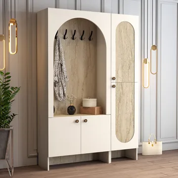 Ayleid Hallmöbel 200 cm - Kräm / Travertin - Möbler - Hallmöbler - Möbelset för hall & entre