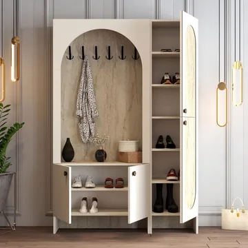 Ayleid Hallmöbel 200 cm - Kräm / Travertin - Möbler - Hallmöbler - Möbelset för hall & entre