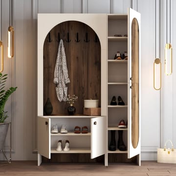 Ayleid Hallmöbel 200 cm - Kräm / Valnöt - Möbler - Hallmöbler - Möbelset för hall & entre