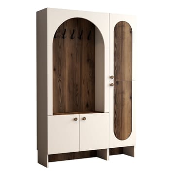 Ayleid Hallmöbel 200 cm - Kräm / Valnöt - Möbler - Hallmöbler - Möbelset för hall & entre