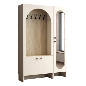 Ayleid Hallmöbel med spegel 200 cm - Kräm / Travertin - Möbler - Hallmöbler - Möbelset för hall & entre