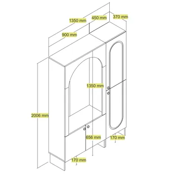 Ayleid Hallmöbel med spegel 200 cm - Kräm / Travertin - Möbler - Hallmöbler - Möbelset för hall & entre