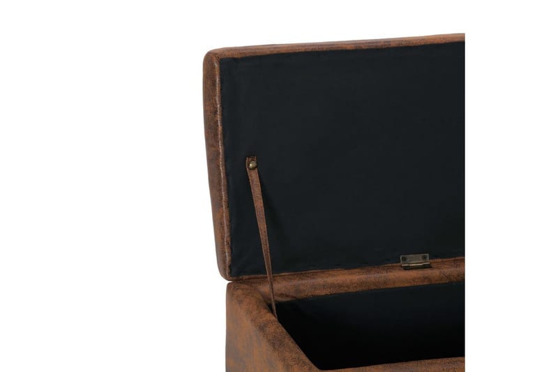 Bänk med förvaringsutrymme 116 cm brun konstmocka - Brun - Sittbänk - Hallbänk