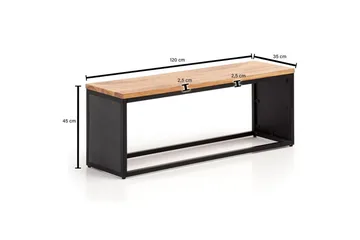 Bänk Wohnling Industriellt massivt trä, Akacia sits med stenvy, metallram - Möbler - Hallmöbler - Hallbänk