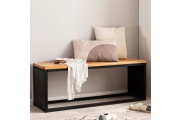 Bänk Wohnling Industriellt massivt trä, Akacia sits med stenvy, metallram - Möbler - Hallmöbler - Hallbänk