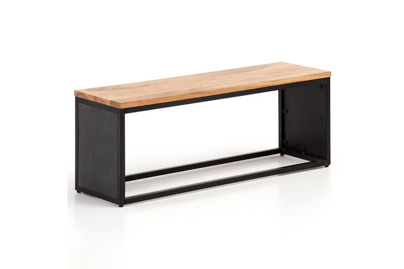 Bänk Wohnling Industriellt massivt trä, Akacia sits med stenvy, metallram