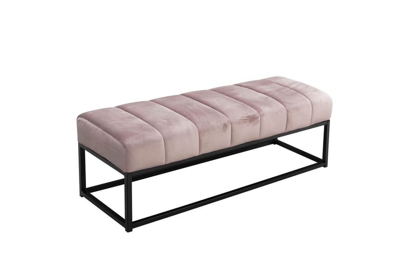 Bänk Wohnling sammet klädd modern vadderad elegant metallram Rosa - Rosa - Möbler - Hallmöbler - Hallbänk