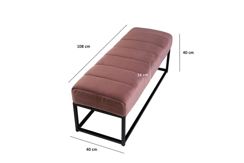 Bänk Wohnling sammet klädd modern vadderad elegant metallram Rosa - Rosa - Möbler - Hallmöbler - Hallbänk