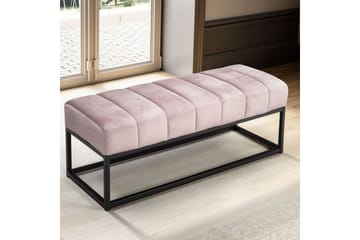 Bänk Wohnling sammet klädd modern vadderad elegant metallram Rosa - Rosa - Möbler - Hallmöbler - Hallbänk