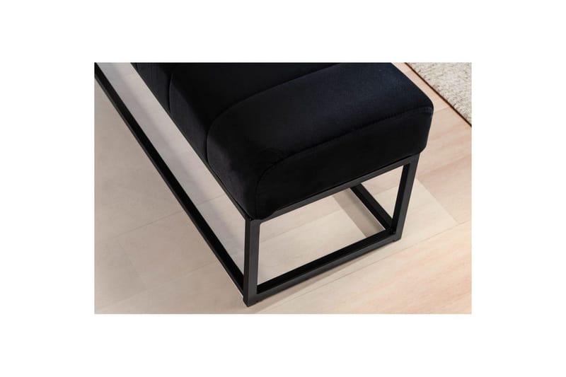 Bänk Wohnling sammet klädd modern vadderad elegant metallram Svart - Svart - Möbler - Hallmöbler - Hallbänk
