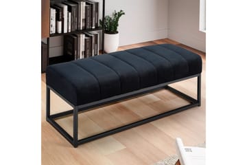 Bänk Wohnling sammet klädd modern vadderad elegant metallram Svart - Svart - Möbler - Hallmöbler - Hallbänk