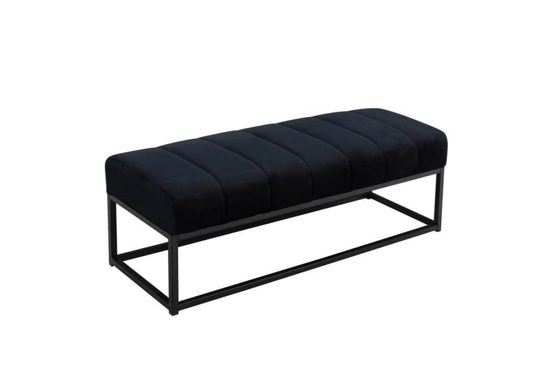 Bänk Wohnling sammet klädd modern vadderad elegant metallram Svart, Svart