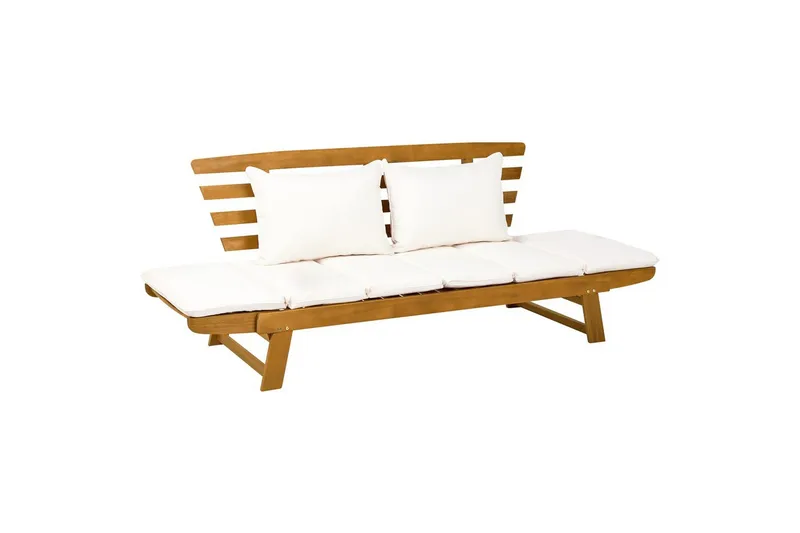 Bänk Portici Ljus trä, vit - Ljus trä, vit - Utemöbler & utemiljö - Utesoffa - Trädgårdsbänk & utebänk