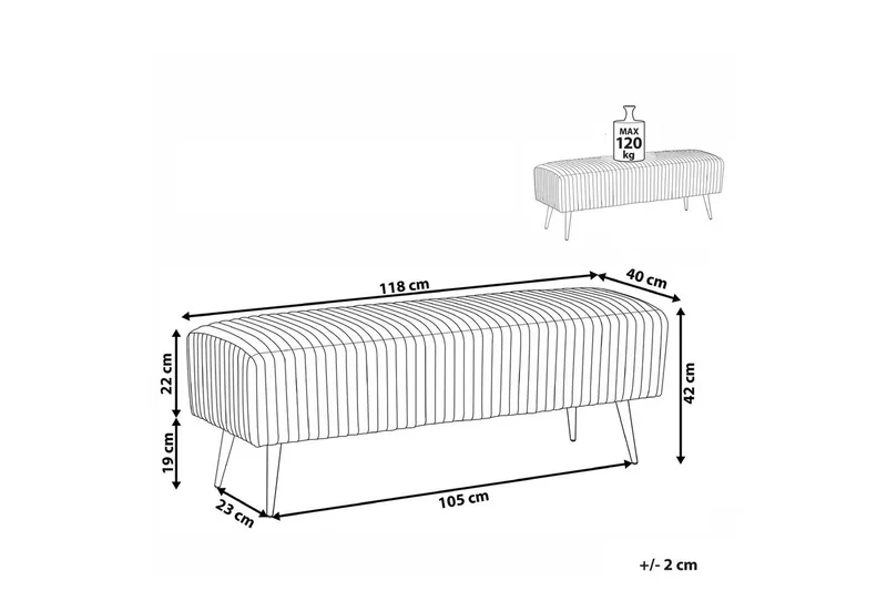 Bänk Paterson Vitt/guld - Vitt/guld - Möbler - Hallmöbler - Hallbänk