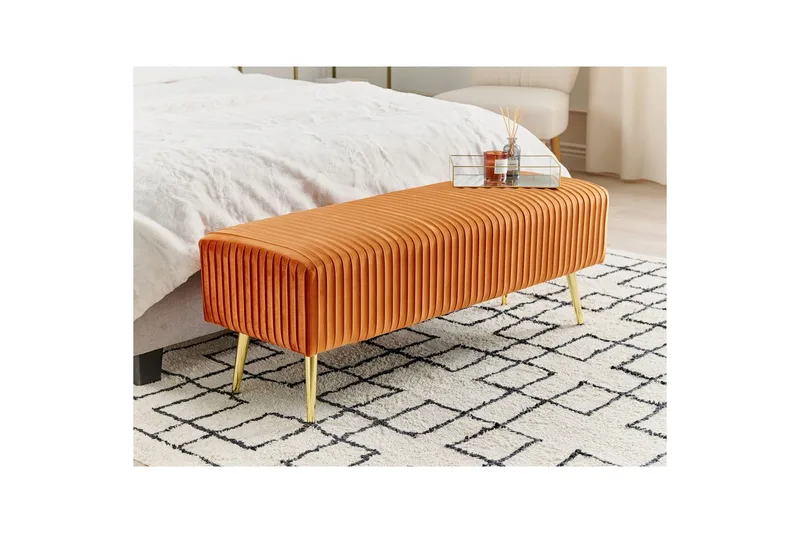 Bänk Paterson Orange/guld - Orange/guld - Möbler - Hallmöbler - Hallbänk