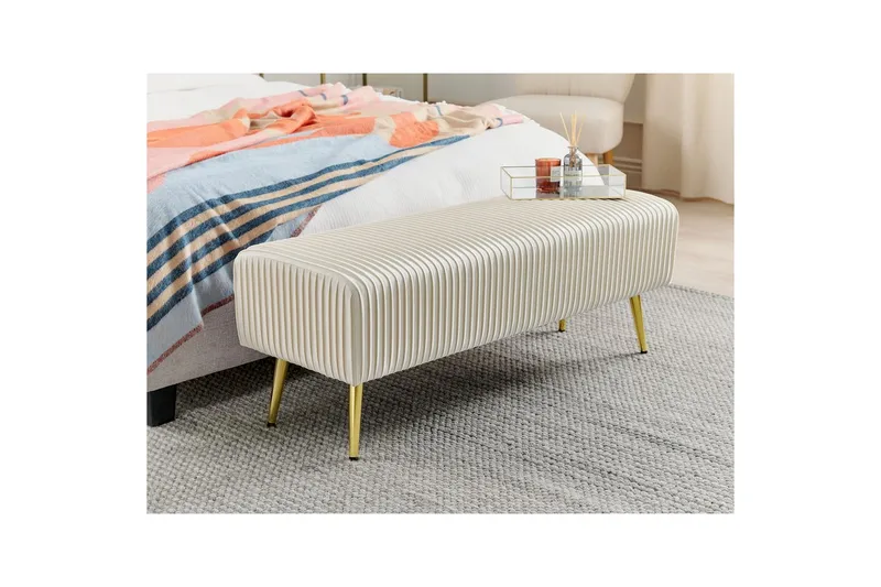 Bänk Paterson Vitt/guld - Vitt/guld - Möbler - Hallmöbler - Hallbänk