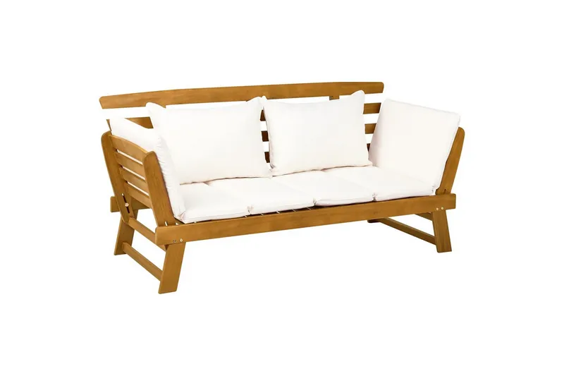 Bänk Portici Ljus trä, vit - Ljus trä, vit - Utemöbler & utemiljö - Utesoffa - Trädgårdsbänk & utebänk