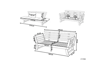 Bänk Portici Ljus trä, vit - Ljus trä, vit - Utemöbler & utemiljö - Utesoffa - Trädgårdsbänk & utebänk