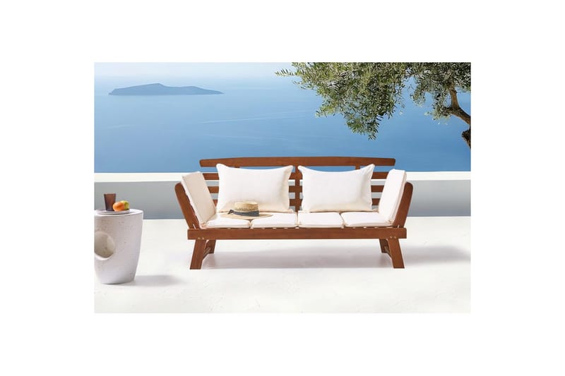 Bänk Portici Mörk trä, vit - Mörk trä, vit - Utemöbler & utemiljö - Utesoffa - Trädgårdsbänk & utebänk