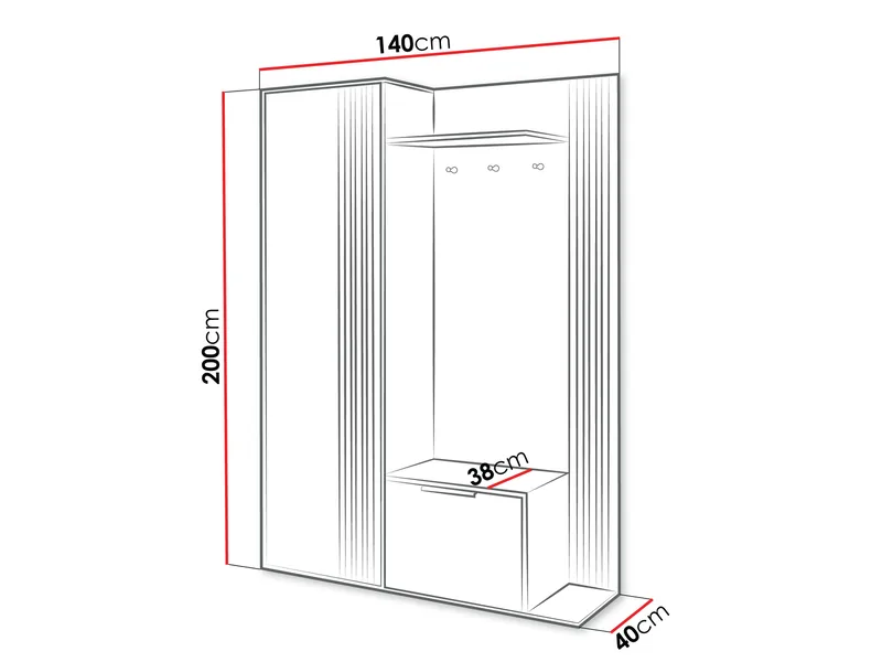 Cinerea Hallmöbel 140 cm - brun, svart - Möbler - Hallmöbler - Möbelset för hall & entre