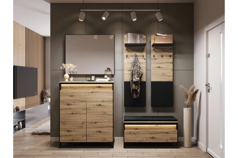 Dorana Hallmöbelset - Brun/Svart - Möbler - Hallmöbler - Möbelset för hall & entre