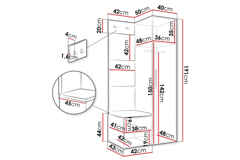Farosa Hallmöbelset - Vit - Möbler - Hallmöbler - Möbelset för hall & entre