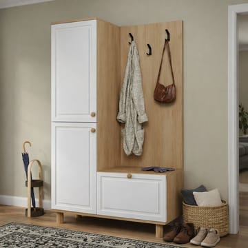 Faylen Hallmöbel 90x173x37 cm - Vit och ek - Möbler - Hallmöbler - Möbelset för hall & entre