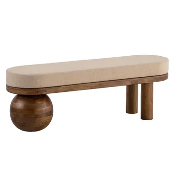 Fenira Bänk 140 cm - beige och varm mörkbrun - Möbler - Hallmöbler - Hallbänk