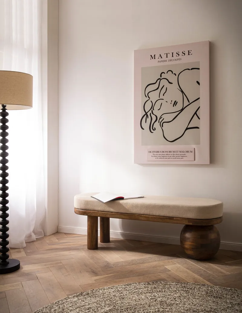 Fenira Bänk 140 cm - beige och varm mörkbrun - Möbler - Hallmöbler - Hallbänk